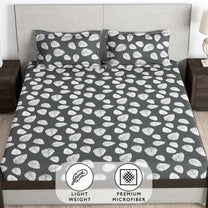 Arena 186 TC Grey Queen Size Fitted Bedsheet With 2 Pillow Cover