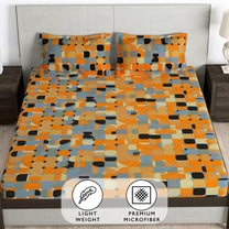 Arena 186 TC Rust Orange Queen Size Fitted Bedsheet With 2 Pillow Cover