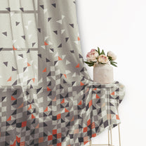 2 Pcs Orange & Ivory Sheer Window / Door / Semi Long Door/ Long Door Curtains