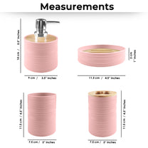 Story@Home Peach 4 Pcs Bamboo Bathroom Accessories Set - Toothbrush Holder, Soap Dispenser, Tumbler and Soap Dish