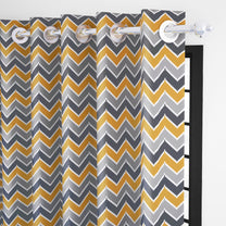 2 Pcs 250 GSM Yellow & Grey Topaz Polyester Window / Door / Semi Long Door/ Long Door Curtains