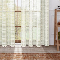 2 Pcs Off White  Sheer Transparent Linen Sheer Window | Door | Semi Long Door | Long Door Curtains