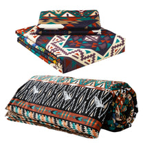 Double Bedsheet & Double Comforter Combo - Beige & Black  Abstract Microfiber Bedding Set