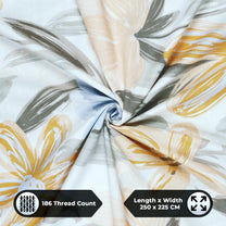 Metro Gold 190 TC Cotton White & Yellow Double Bedsheet with Pillow Covers