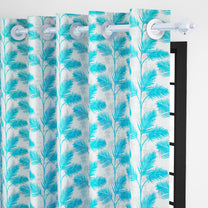 2 Pcs 400 GSM Blue Azurio Jacquard Window / Door / Semi Long Door/ Long Door Curtains
