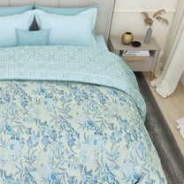 180 GSM Cream Floral Microfiber Fusion Reversible Double / Single Comforter