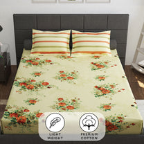 144 TC 100% Cotton Cream Queen Fitted Bedsheet