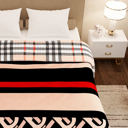 Finley 300 GSM Beige & Black Graphic Double Size Blanket