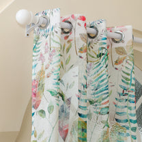 2 Pcs White & Green Sheer Window / Door / Semi Long Door/ Long Door Curtains