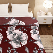 Finley 300 GSM Maroon Floral Double Size Blanket