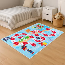 Story@Home Sky Blue Sea Pirate Design Printed Carpet With Anti-Skid Back For Kids