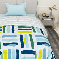 180 GSM White Abstract Microfiber Fusion Reversible Single Comforter