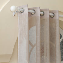 2 Pcs Grey & Pink Sheer Window / Door / Semi Long Door/ Long Door Curtains