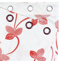 2 Pcs Red Nature Floral Print Polyester Window and Long door Curtains