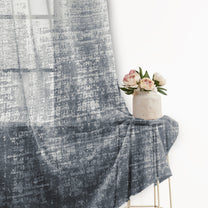 2 Pcs Grey & Ivory Sheer Window / Door / Semi Long Door/ Long Door Curtains