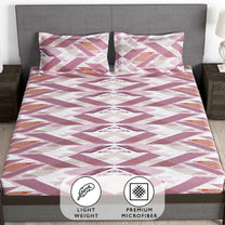 Arena 186 TC Mauve & Pink Queen Size Fitted Bedsheet With 2 Pillow Cover