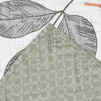 Sofa Throw Cover With Leaf Pattern In White & Grey For 1 | 2 | 3 | 4 Seater From Story@Home