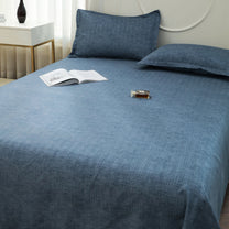 Story@home 240 TC Blue Criss Cross Double Size Bedsheet With 2 Pillow Covers