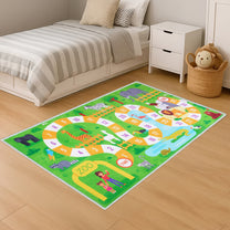 Story@Home Green Zoo Animals Design Printed Carpet With Anti-Skid Back For Kids