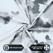 Metro Gold 190 TC Cotton Grey & White Double Bedsheet with Pillow Covers
