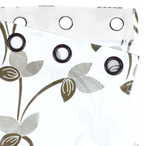 2 Pcs White Nature Floral Print Polyester Window/Door/Long Door Curtains