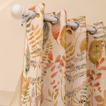 2 Pcs Cream & Orange Sheer Window / Door / Semi Long Door/ Long Door Curtains