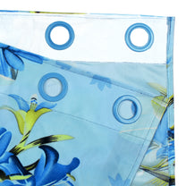 2 Pcs Blue Nature Floral Print Polyester Window and Door Curtains