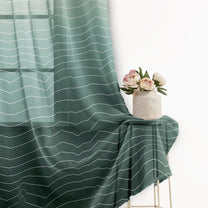 2 Pcs Jade Green & Ivory Sheer Window / Door / Semi Long Door/ Long Door Curtains