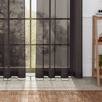 2 Pcs Brown Sheer Transparent Polyester Linen Sheer Window | Door | Long Door Curtains