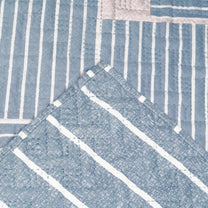 Sofa Throw Cover With Geometric & Stripes Pattern In Greyish Blue For 1 | 2 | 3 | 4 Seater From Story@Home