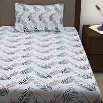 Sparkle 144 TC 100% Cotton Grey & Peach Single Bedsheet Combo | Set of 2 |