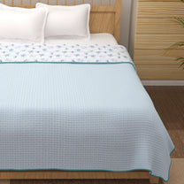 Super Soft Cambric Cotton White & Light Blue Geometric Double Dohar