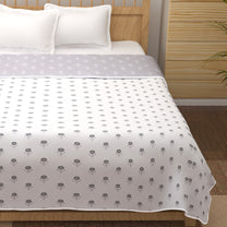 Super Soft Cambric Cotton White & Light Purple Floral Pixel Double Dohar