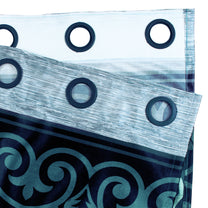 2 Pcs Blue Nature Abstract Print Polyester Window and Door Curtains