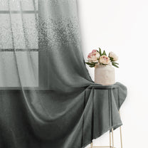 2 Pcs White & Black Sheer Window / Door / Semi Long Door/ Long Door Curtains