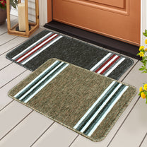 Story@Home Brown & Black Stripes Nylon Anti Skid Doormat