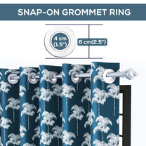2 Pcs 400GSM Navy Blue & White Azurio Jacquard Polyester Window / Door / Semi Long Door/ Long Door Curtains