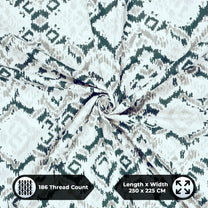 Metro Gold 190 TC Cotton Dark Teal & Grey Double Bedsheet with Pillow Covers