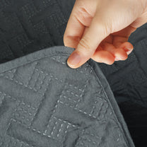 Sofa Throw Cover Combo – 2 Pcs 1 Seater and 1 Pc 3 Seater Grey Solid Pattern with Pocket by Story@Home