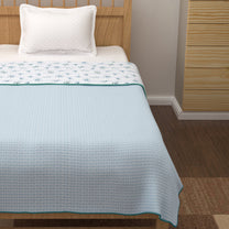 Super Soft Cambric Cotton White & Light Blue Geometric Single Dohar