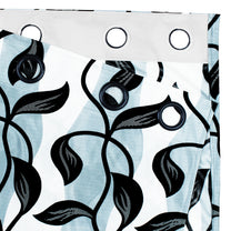 2 Pcs Light Blue Nature Leaf Print Polyester Window/Door/Long Door Curtains