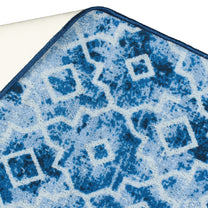 Ethnic Grunge Pattern Blue & White Rustico Rug/Carpet