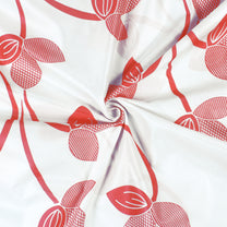 2 Pcs Red Nature Floral Print Polyester Window and Long door Curtains