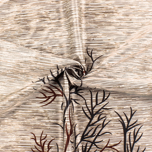 2 Pcs Brown Nature Abstract Print Polyester Window/Door Curtains