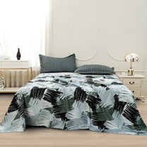 Story@home 240 TC Army Green Abstract Double Size Bedsheet With 2 Pillow Covers