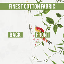 2 Pcs 300GSM White & Green Bohemian Cotton Canvas Curtain Window/Door/Semi Long Door/Long Door Curtains
