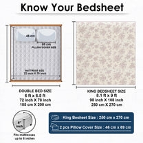 Story@home 240 TC Air Cotton Microfiber Light Purple & White King Size Floral Bedsheet with 2 Pillow Covers