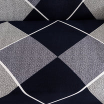 Sofa Cover Combo – 2 Pcs 1 Seater and 1 Pc 3 Seater Elastic Stretchable in Navy Blue & Grey Geometric Pattern by Story@Home