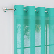 2 Pcs Mint Green Sheer Transparent Polyester Linen Sheer Window | Door | Long Door Curtains