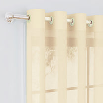 2 Pcs Beige Sheer Transparent Polyester Linen Sheer Window | Door | Long Door Curtains